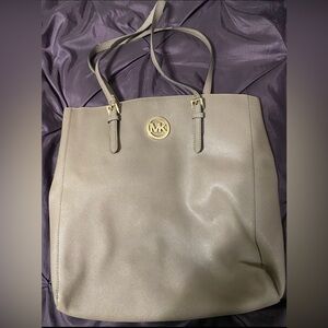 Michael Kors Beige Tote with Gold Accents